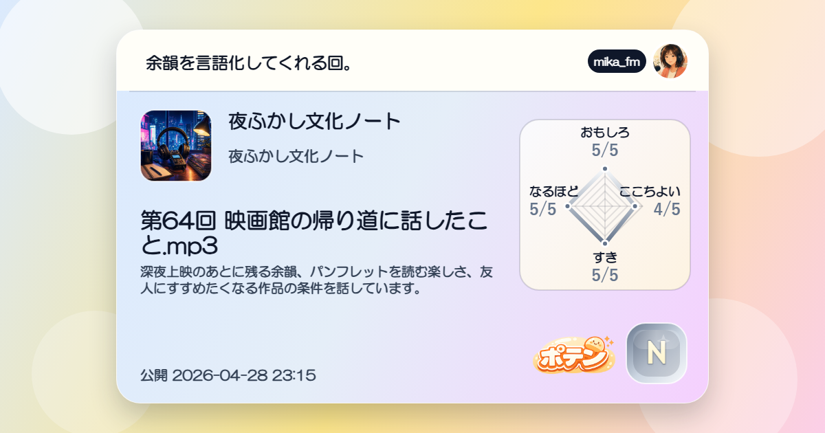 Nレアリティの評価カードサンプル