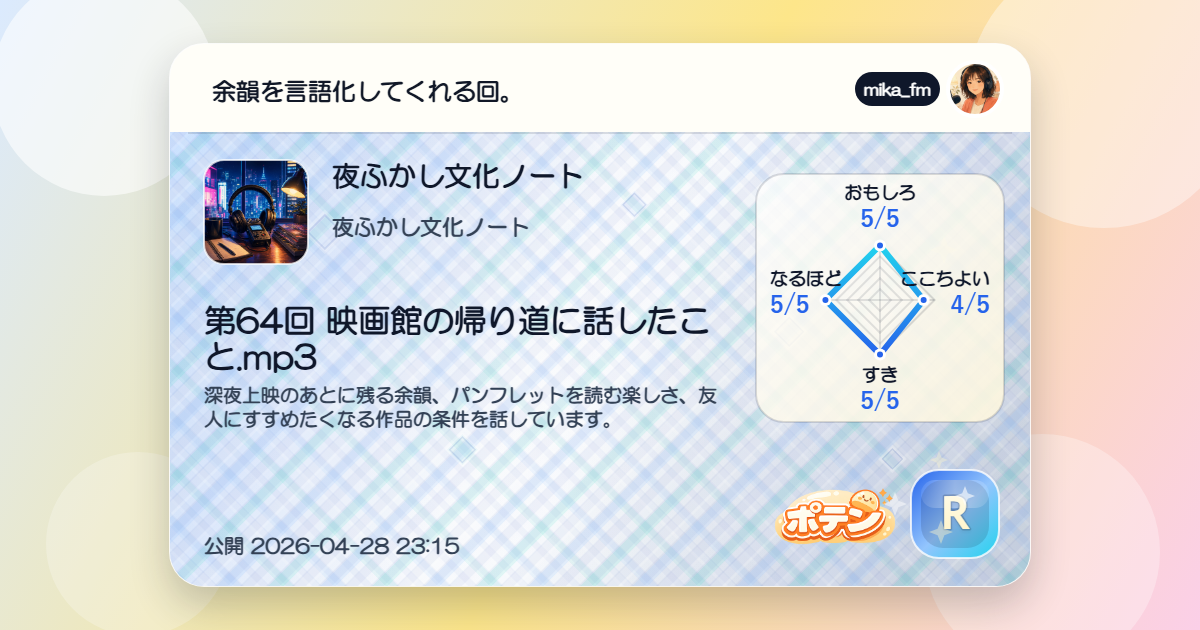 Rレアリティの評価カードサンプル