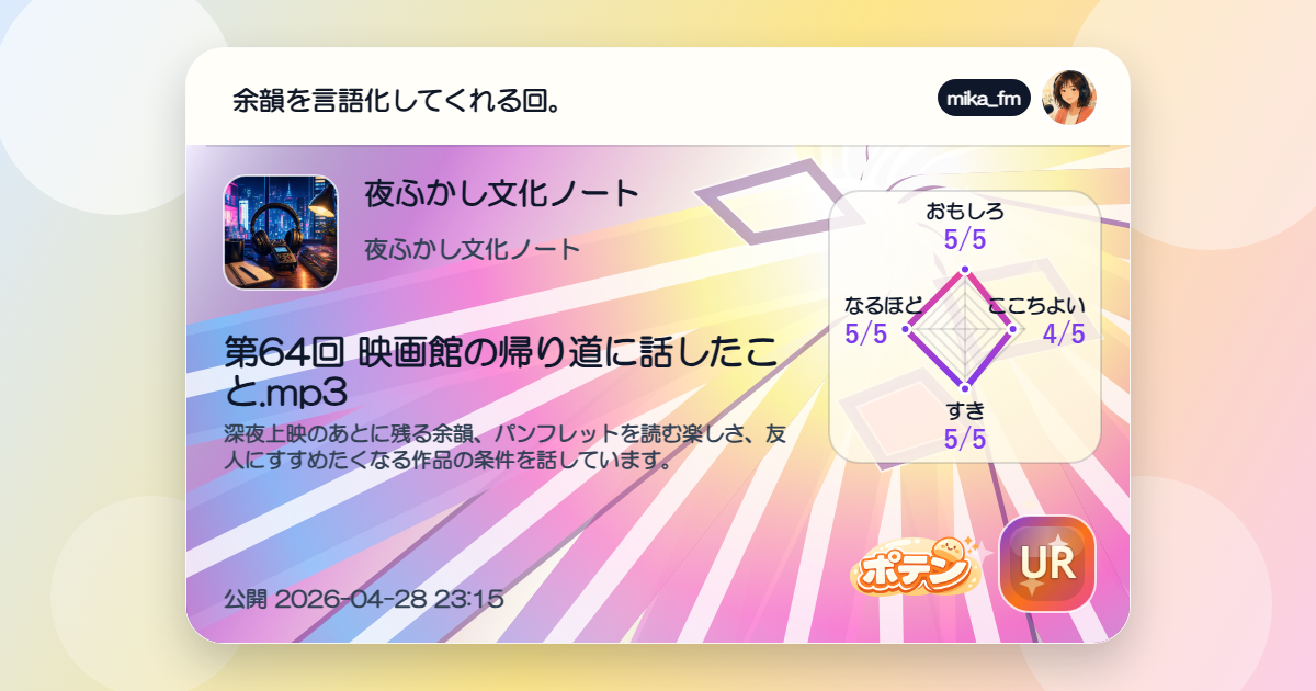 URレアリティの評価カードサンプル